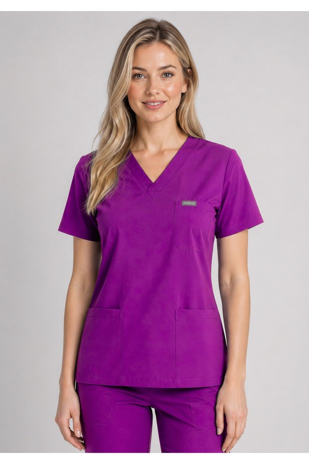 Only Top | Byzantium Purple Bat Sleeve New Regulation Colors Lycra Scrubs Doctor Nurse Hospital Uniform