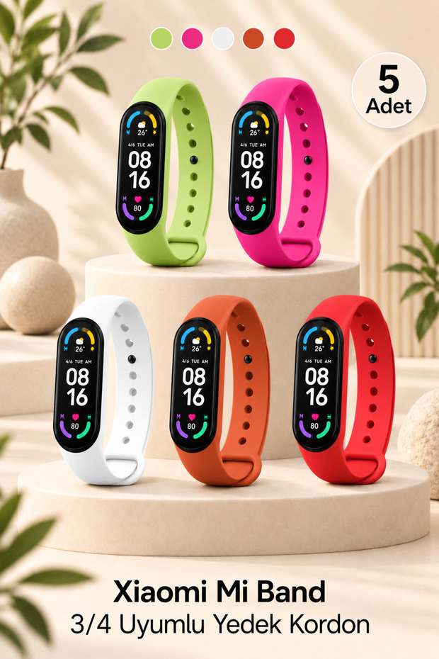 Set of 5 Bands Compatible with Xiaomi Mi Band 3 and 4