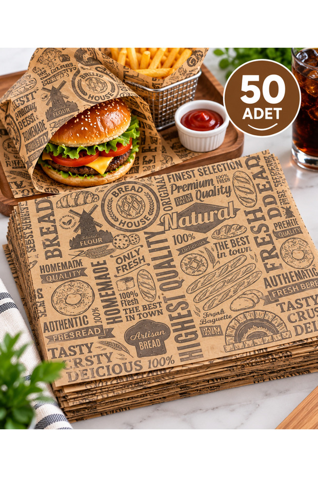 Self Patterned Oiled Presentation Paper | English Newspaper Pattern Presentation Paper | 50 Pieces of Greaseproof Paper