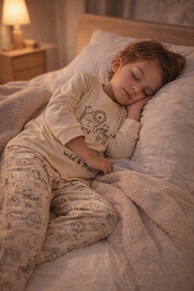 100% Cotton Children's Long-Sleeve Thin Pajama Set