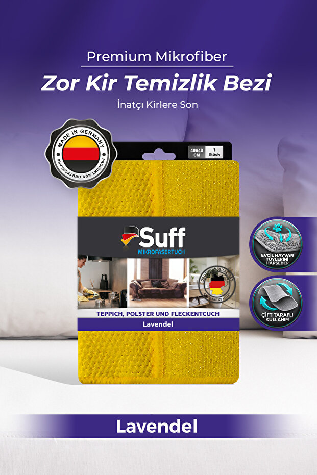 Lavendel Lavanta Double Sided Textured Surface Cloth Texture Pattern 40X40 | Challenging Dirt and Stain Cleaning Cloth - Yellow