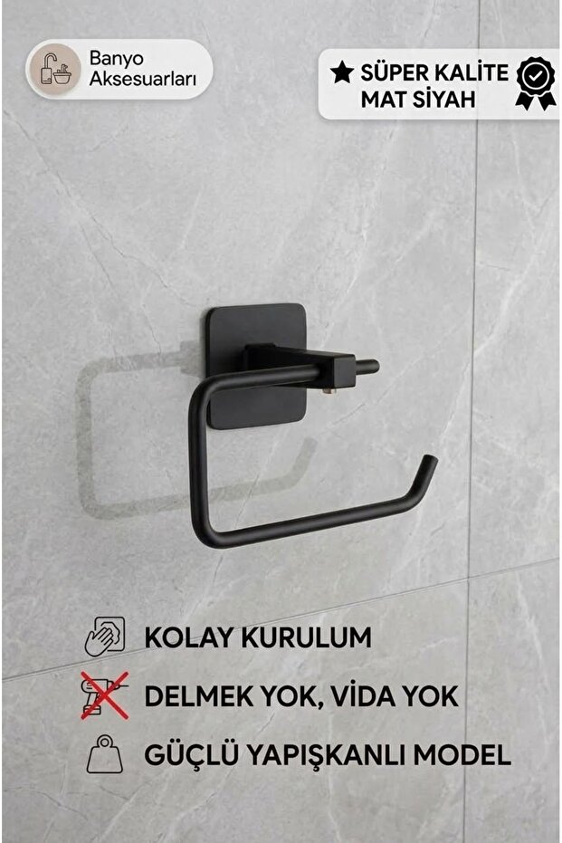 Square Adhesive Open Toilet Roll Holder Wc Paper Holder Bathroom