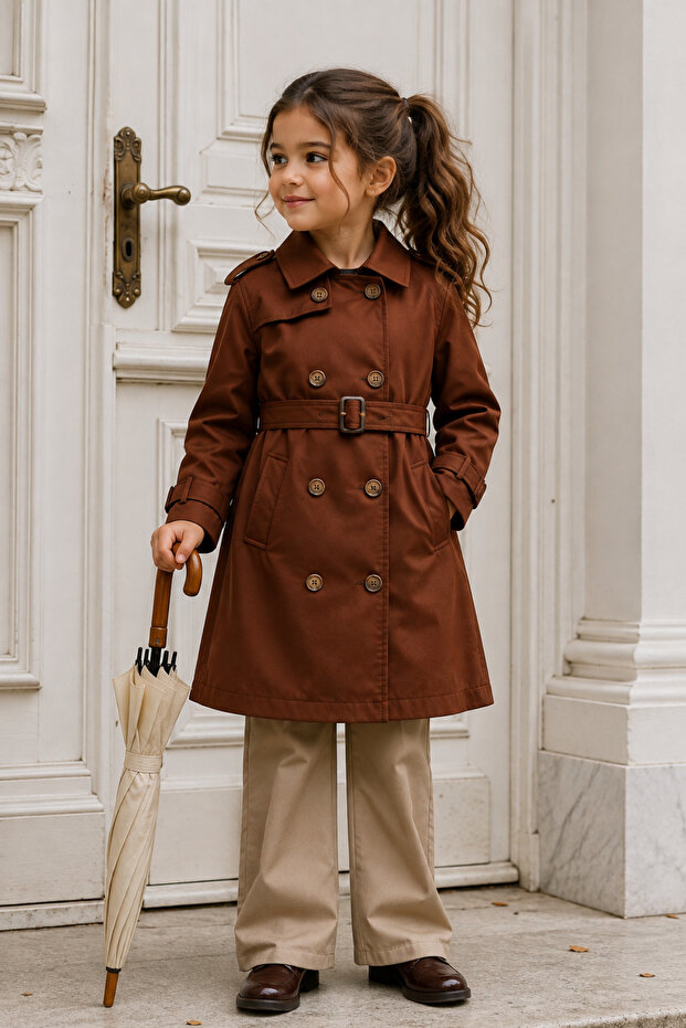 Girl's Trench Coat Brown