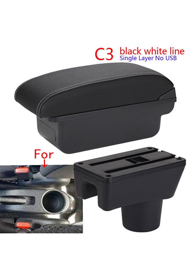 صندوق مسند ذراع C3 أسود وأبيض بدون منفذ USB لسيارات ميتسوبيشي أتراج وميراج، وسيارات دودج أتيتيود وميتسوبيشي سبيس إس.