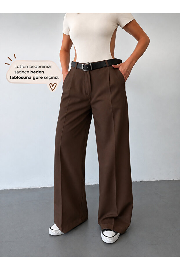 Brown Belted Palazzo Trousers Original Cut