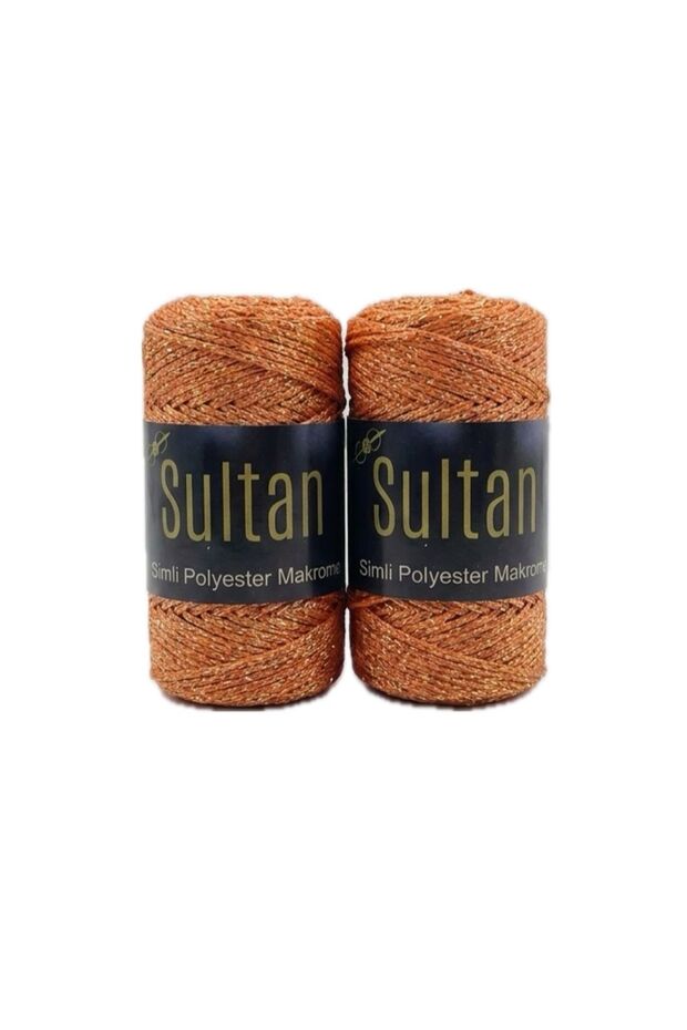 2 Pieces of Sultan Glitter Polyester Macrame Cord 100 Grams - Bag Wallet Supla Runner Basket Wall Decoration Canvas Bag Making Material - Color: 2120Orange