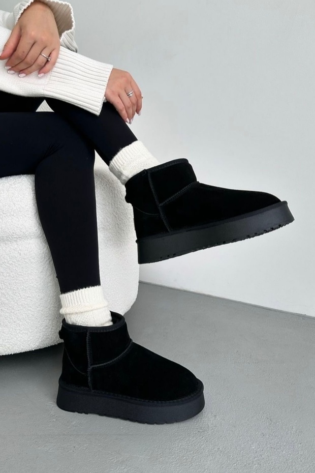 Suede Plush Thick Sole Women's Boots Black