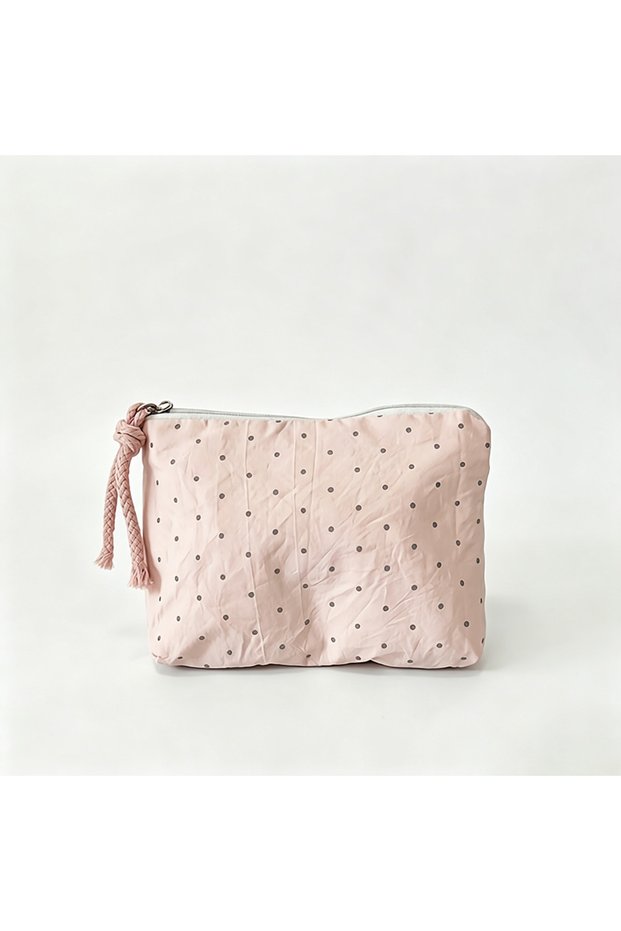 F Pink Striped Women Makeup Bag Cute Wallet Mini Cosmetic Bags Portable Key Earphone Lipstick Storag