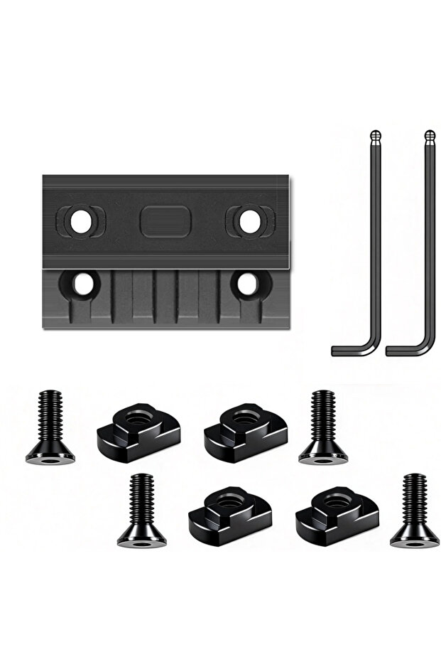 2PCS SET 2PCS Black Aluminum Picatinny Rail Set 5 Slots with 4 T-Nuts 4 Screws And 2 Allen Wrenches