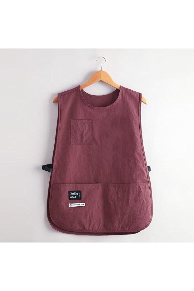 Red Waterproof Stain-Resistant Apron Nylon Vest Style Breathable Sleeved Apron Anti Dirty Multipurpo