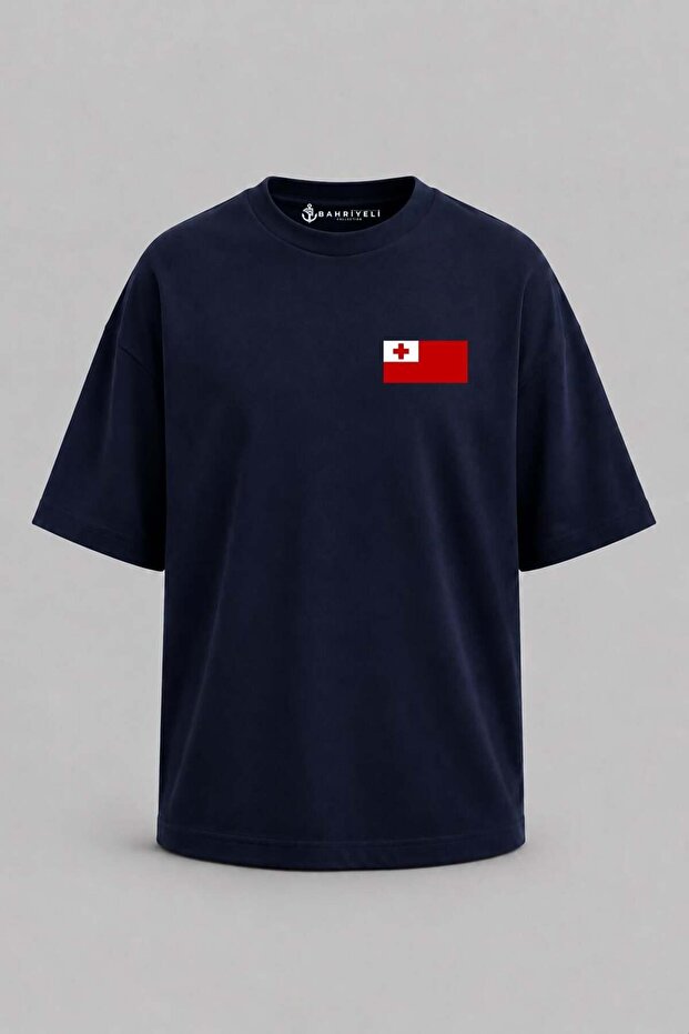 Oversize Tonga Flag Pocket Printed Unisex T-Shirt