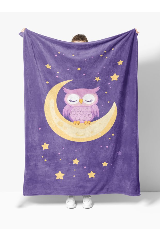 Owl Moon Pattern Digital Printed Fleece Blanket Tv Blanket Teen Girls Women Fleece Blanket