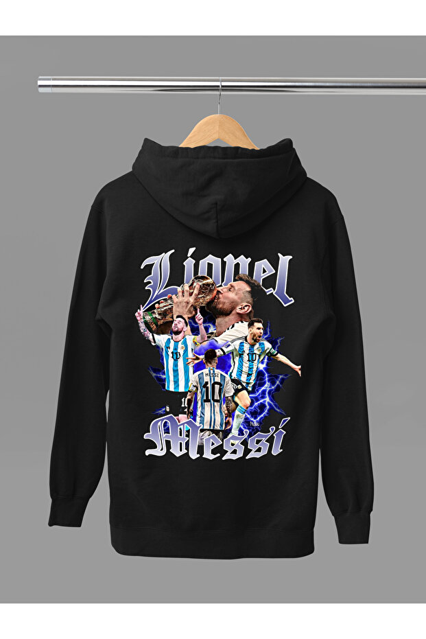 Lionel Messi Printed Cotton Long Sleeved 3-Yarn Hooded Sweatshirt