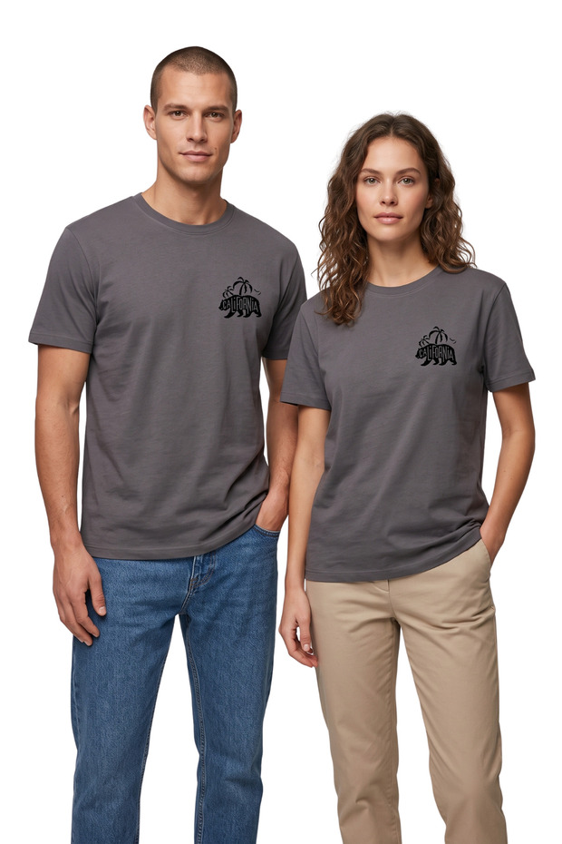 California Bear Printed Dark Smoked T-Shirt 100% Cotton Comfortable Fit