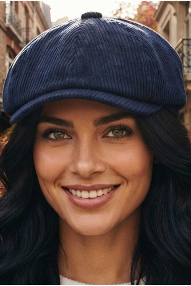 Women's Corduroy Cap with Elastic Back