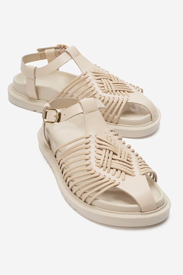 Thames Beige Genuine Leather Women's Sandals