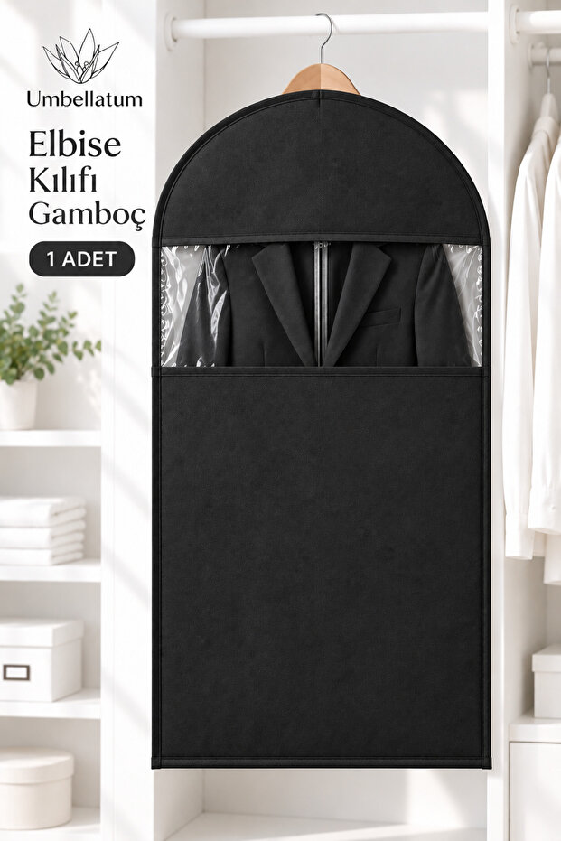 Suit Cover Gamboç Black 1 Piece 60X100 cm Pvc Windowed Jacket Storage Closet Organizer Organizer Storage Bag