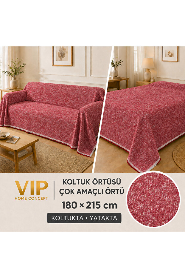 غطاء سرير 180 × 215 سم، غطاء متعدد الاستخدامات منسوج ومزين بالزخارف، غطاء أريكة