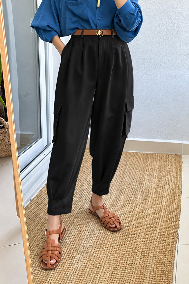 Black Pants with Side Pockets - 3049