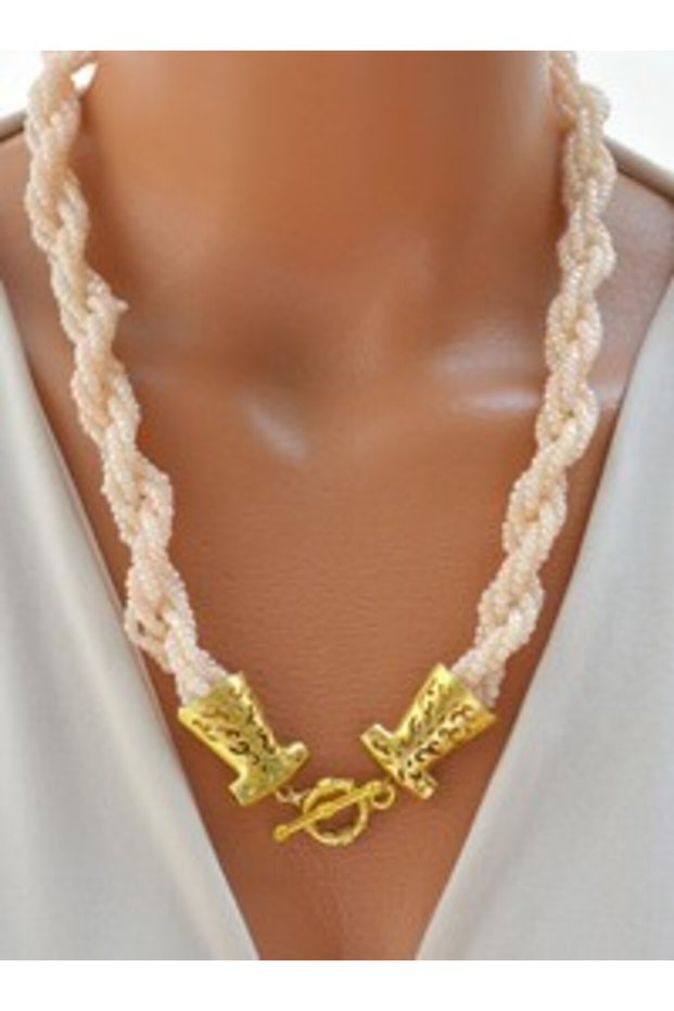 Bead pearl necklace - multicolored -