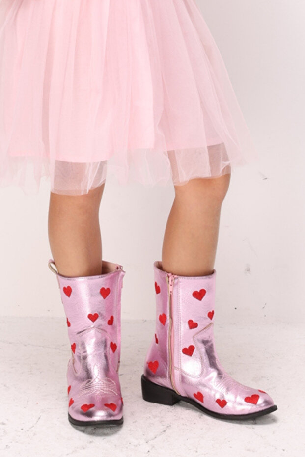 Red Heart Embroidered Girls' Pink Cowboy Boots