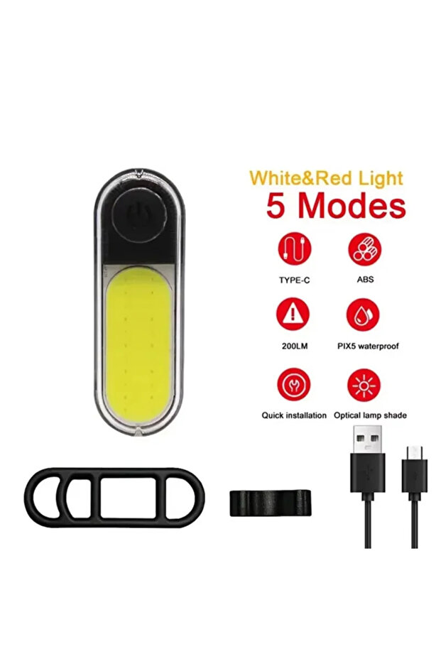 M2-White-COB Bicycle COB Light Set USB Charging High Visibility Taillight 500lm MTB