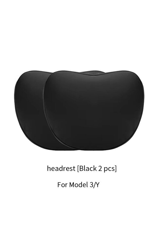 2pc Black Headrest T For Tesla Model 3 Y Car Neck Pillow Protective Lumbar Back Support Flocking Hig