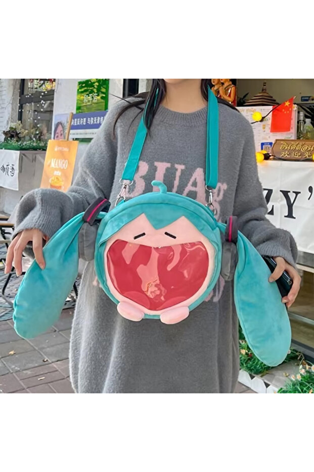 A Anime 24×22cm Hatsune Shoulder Bag New Backpack Cute Plush Cartoon Crossbody Bag Student Ba