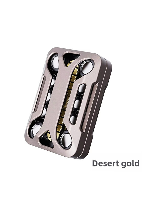 Desert gold Metal Infinite Slider Fidget Toy, Tuning Fork Push Card with Magnetic Damping, Smooth Gl