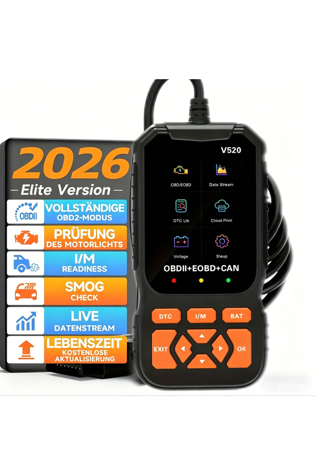 black V520 Professional Advanced Obdii/Eobd Car Diagnostic Scan Tool, Battery Tester, I/M Readiness,