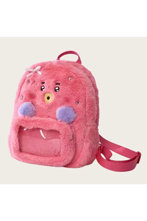heart backpack 7 Cute Animal Plush Backpacks, Soft Fluffy Cartoon Backpack with Double , Kawaii Aest