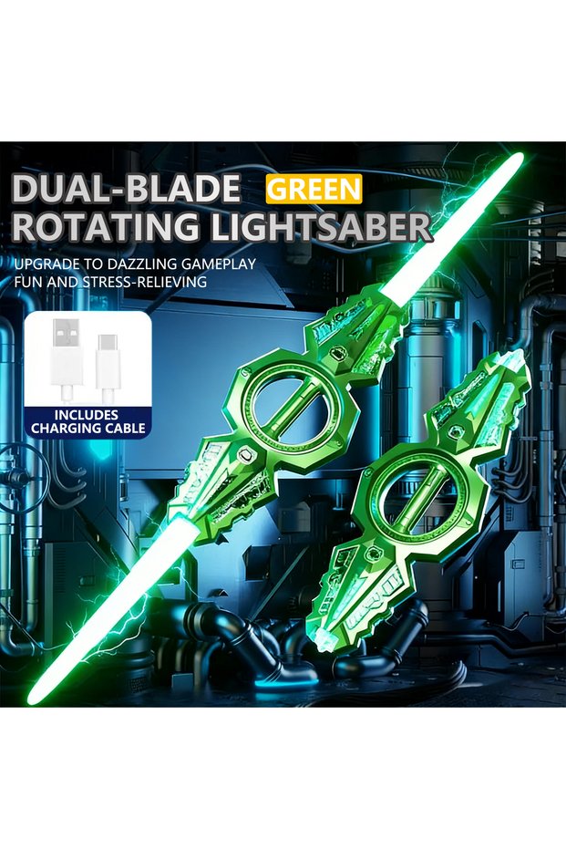 Green Sound & Light Rotate Sword 14 Multi-Color Flash LED Light Shine Cosplay Sword Toy Party Family