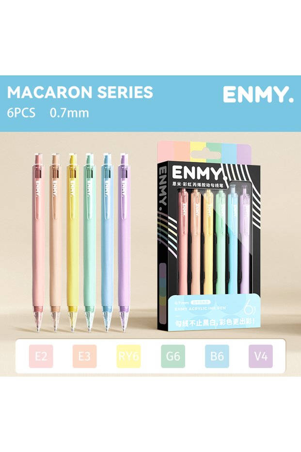 Macaron colors ENMY 48 Acrylic Gel Pen Rainbow Gradient Colors Fine Tip 0.7mm Art Drawing Pen Writin