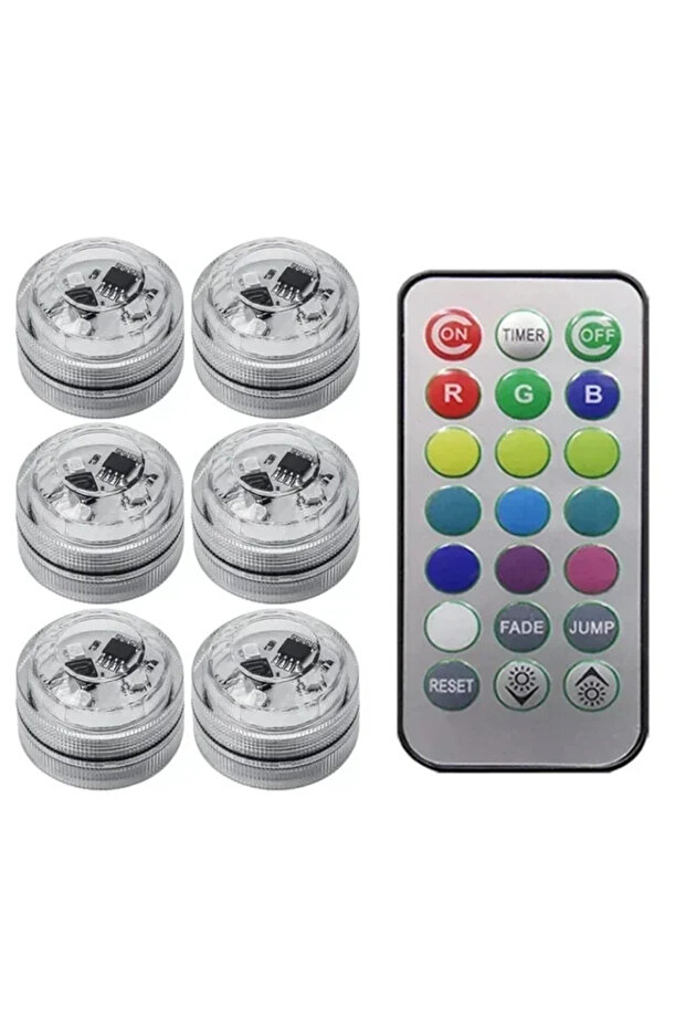 6 Lamp 1 Controller Wireless Adhesive LED Car Interior Ambient Light Remote Control Decor Auto Roof