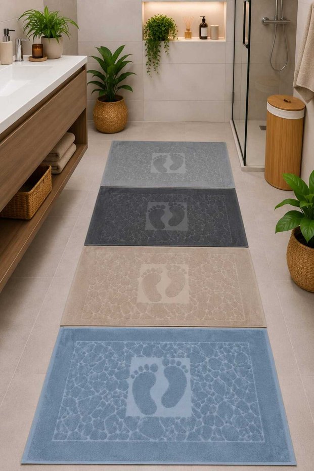 4-Piece Foot Towel-Foot Mat 50*70 cm 4 Pieces - Bathroom - Guest - Dowry 100% Cotton
