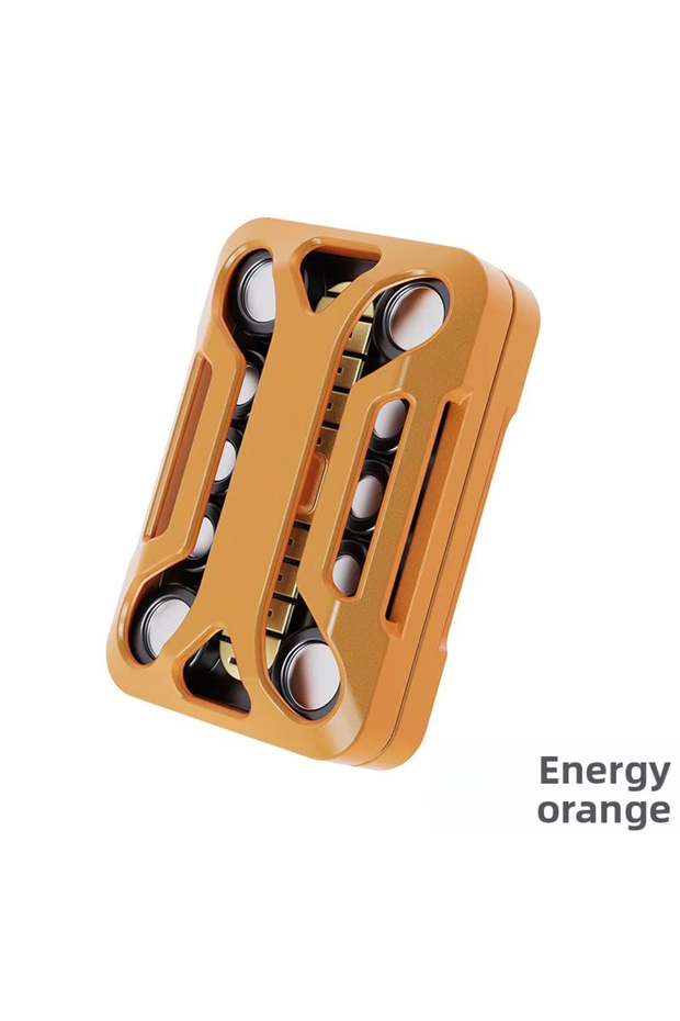 Energy orange Metal Infinite Slider Fidget Toy, Tuning Fork Push Card with Magnetic Damping, Smooth