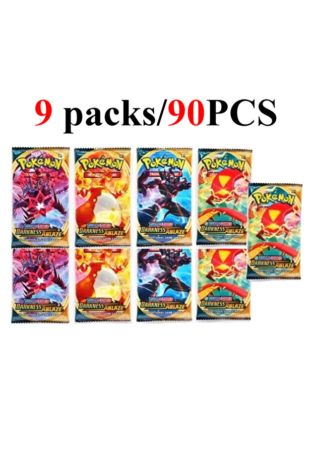 DARKNESS 9 packs 90/360PCS Pokémon Card Packs 151, ASCENDED HEROES 。Evolutions,PALDEAN FATES,