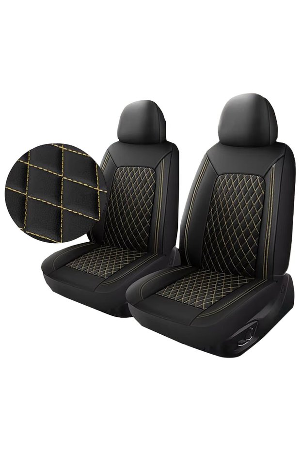 AE-2134-4PCS-BG All-Season Quilted Faux Leather Car Seat Covers Universal Fit Most Cars