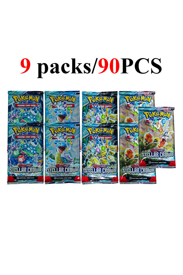 STELLAR 9 packs 90/360PCS Pokémon Card Packs 151, ASCENDED HEROES 。Evolutions,PALDEAN FATES,E