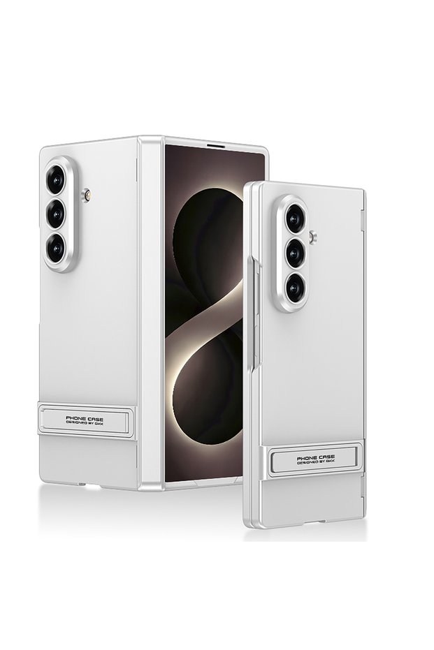 Galaxy Z Fold 8 Ultra Compatible Case Protective Premium Cover with Stand - Silver - T43662