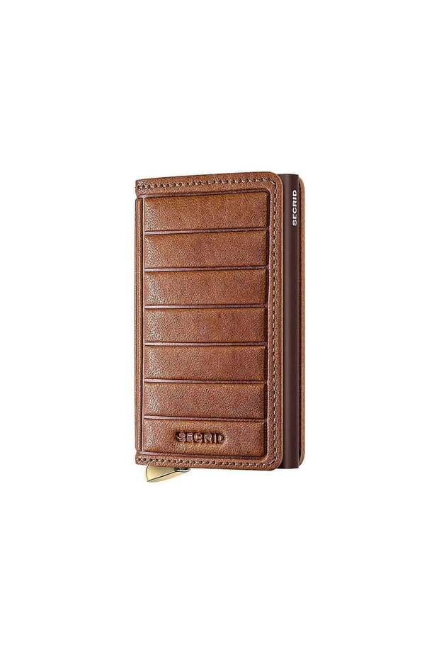 Premium Slimwallet+ Emboss Lines Card Holder Wallet, Brown