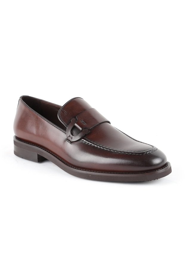 Men's Loafer Shoes Genuine Leather Buckle Fastening Lightweight Eva Sole Comfortable Casual and Suit Dress Moccasin