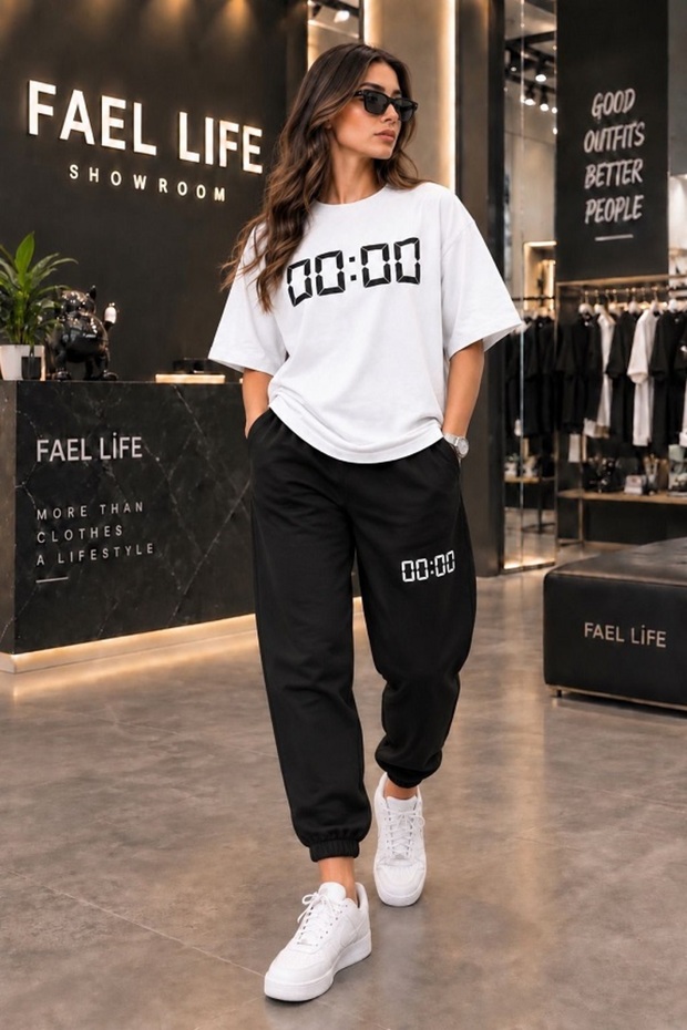 New Season Unisex T-Shirt and Sweatpants Pair Zero Printed Set