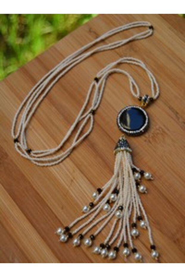 Special Design Necklace with Onyx Stone - Black -