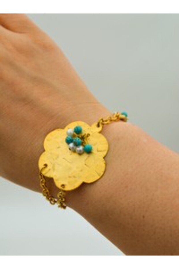 Turquoise Stone Bracelet - Gold Color -