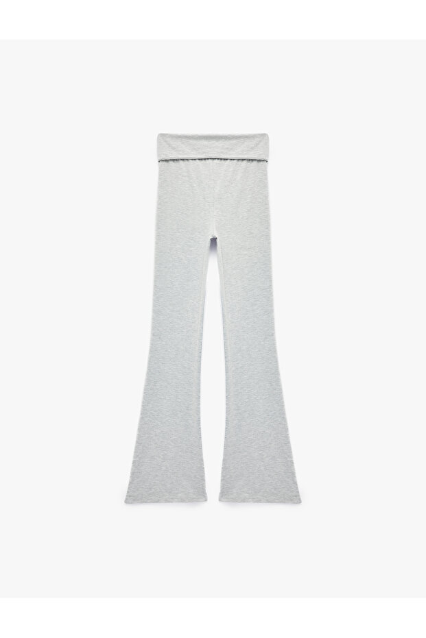 High Waist Folded Slim Fit Pajama Bottoms