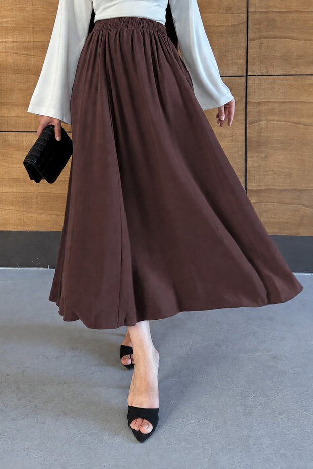 Women's High Waist Flowy Tencel Fabric Long Maxi Skirt