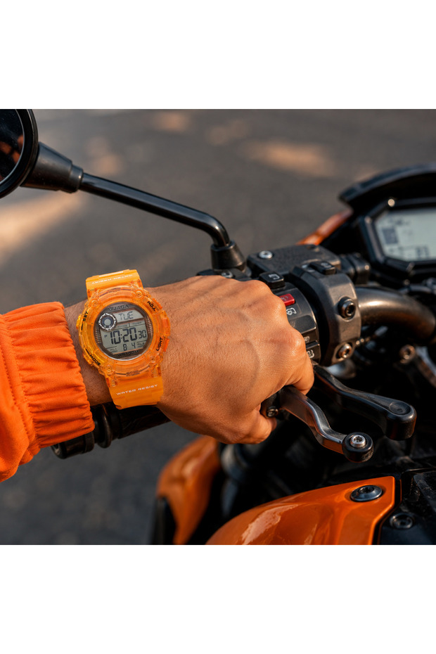 Sports Digital Men's Wristwatch, Orange Silicone Band, Pool and Sea Use, Alarm, Stopwatch, Calendar, in Stylish Gift Package