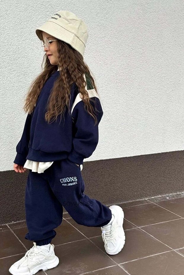La Ciel Paris Children's Printed Tracksuit Set Navy Blue