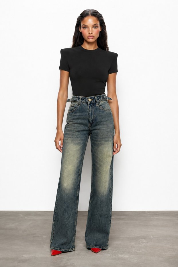 Kelly Straight Jean with Belt Detail
